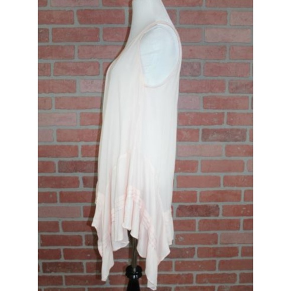 Blush Pink Sleeveless Boho Handerchief Hem Tunic - Picture 4 of 6